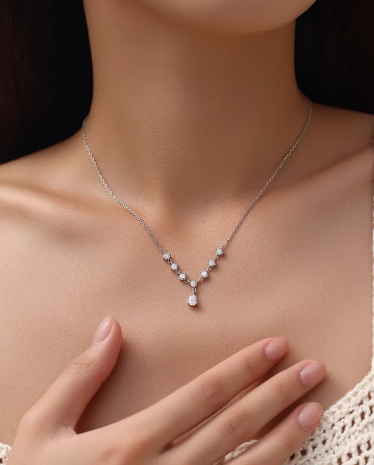 Collier Y moissanite avec goutte – 1,2 ct couleur D et pureté VVS1, argent 925, 40 + 5 cm