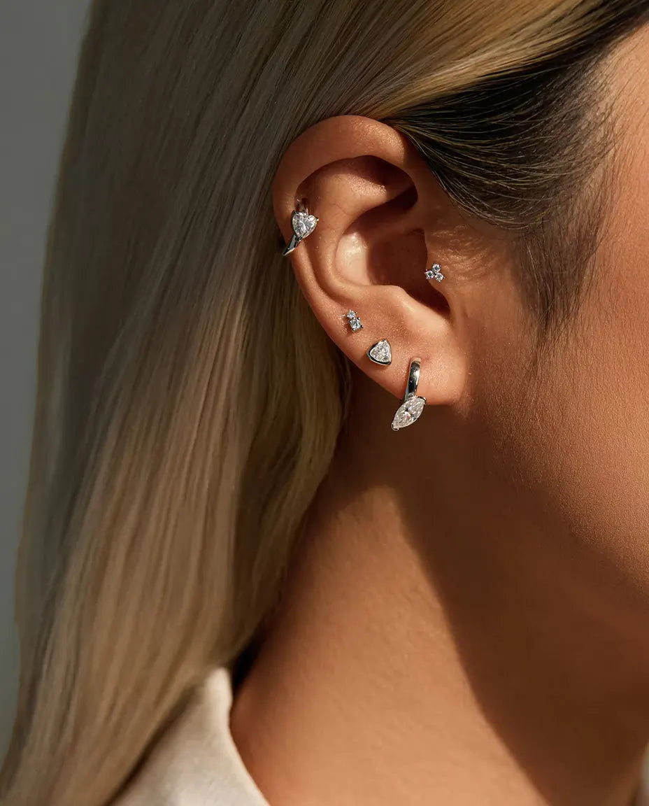 Créoles Moissanite Cœur - 2 x 0,50 ct couleur D, créoles de 12 mm en argent sterling 925, 2,30 g la paire