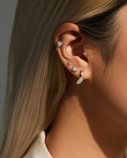 Créoles Moissanite Cœur - 2 x 0,50 ct couleur D, créoles de 12 mm en argent sterling 925, 2,30 g la paire