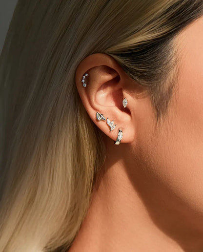 Créoles Moissanite Marquise - Pierre marquise de 0,30 ct 3 x 6 mm par créole, diamètre 11,5 mm, argent massif 925