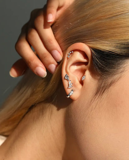 Créoles Moissanite Marquise - Pierre marquise de 0,30 ct 3 x 6 mm par créole, diamètre 11,5 mm, argent massif 925