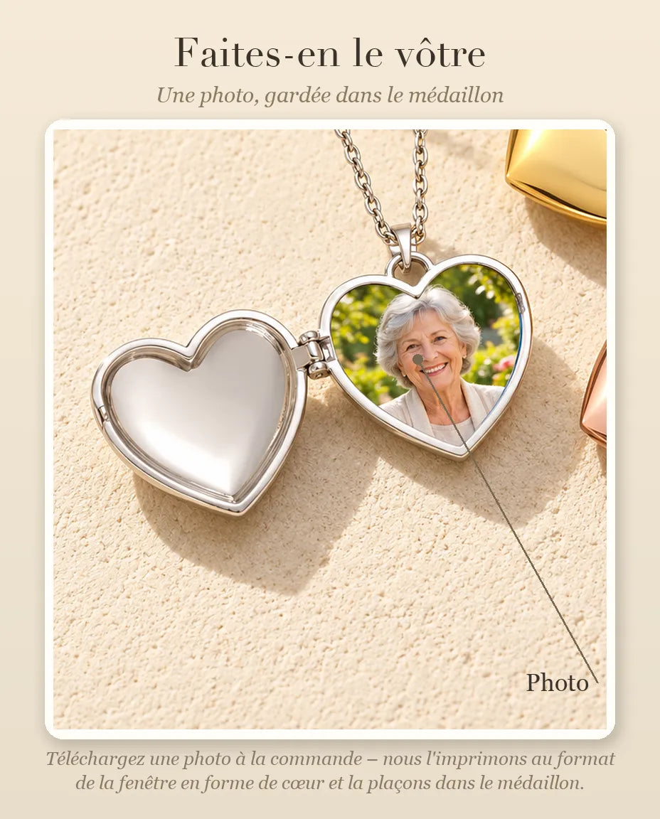Guide : où se place votre photo dans le médaillon photo cœur ailes d'ange