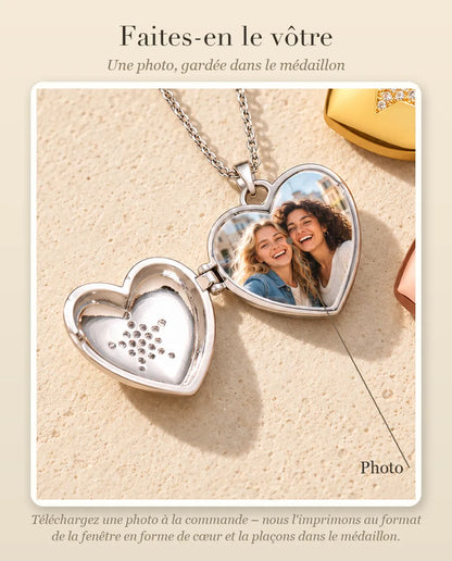 Guide : où se place votre photo dans le médaillon photo cœur étoile en zircons