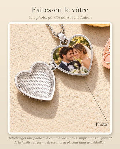Guide de personnalisation : où placer votre photo dans le médaillon photo cœur fleur de lotus