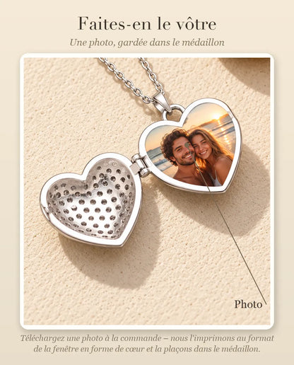 Guide : où se place votre photo dans le médaillon photo cœur pavé