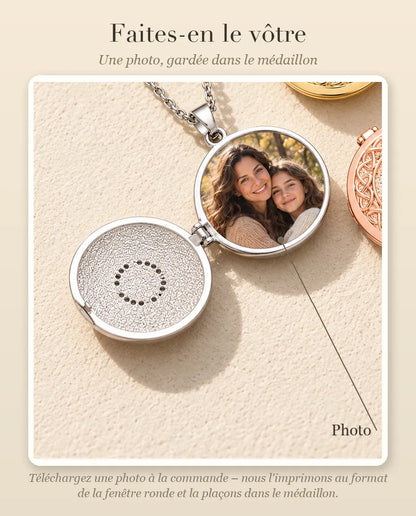 Guide de personnalisation : où placer votre photo dans le médaillon photo rond nœud celtique
