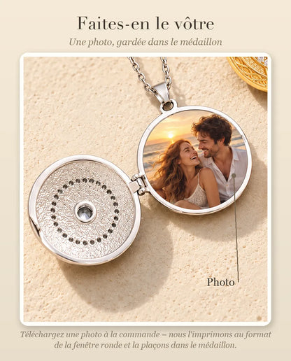 Guide de personnalisation : où se place votre photo dans le médaillon rond triquetra