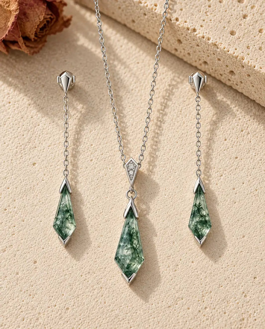 Parure Agate Mousse - la parure complète