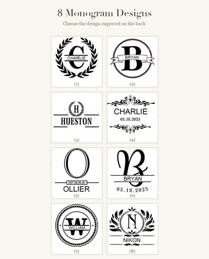 8 motifs de monogramme pour le dos gravé