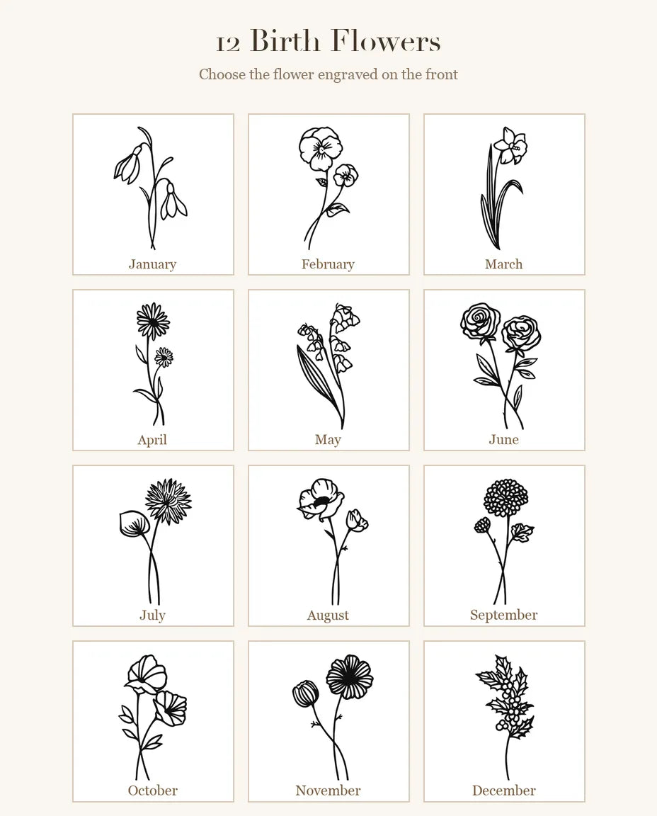 12 fleurs de naissance de janvier à décembre
