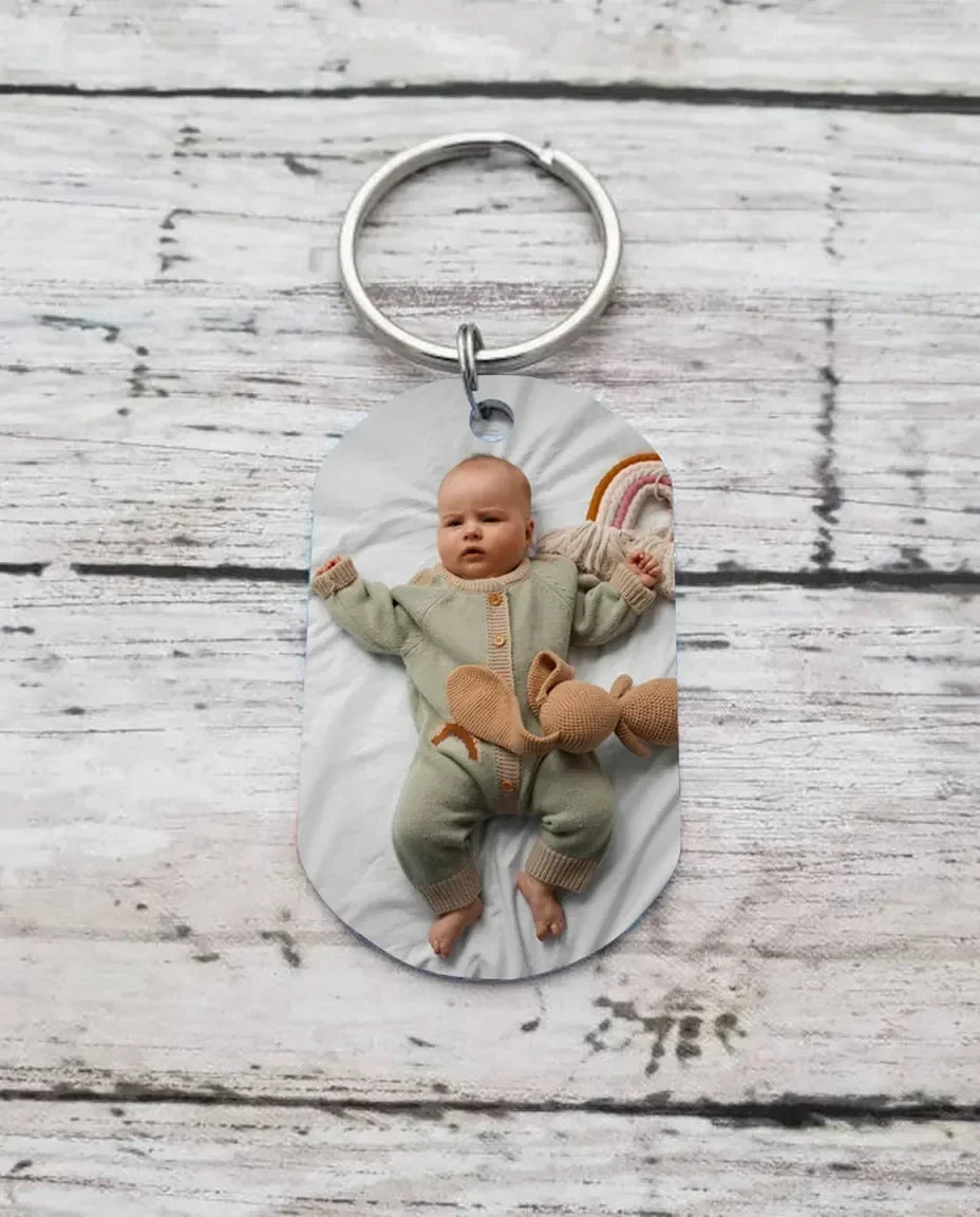 Porte-clés photo sur un bois rustique